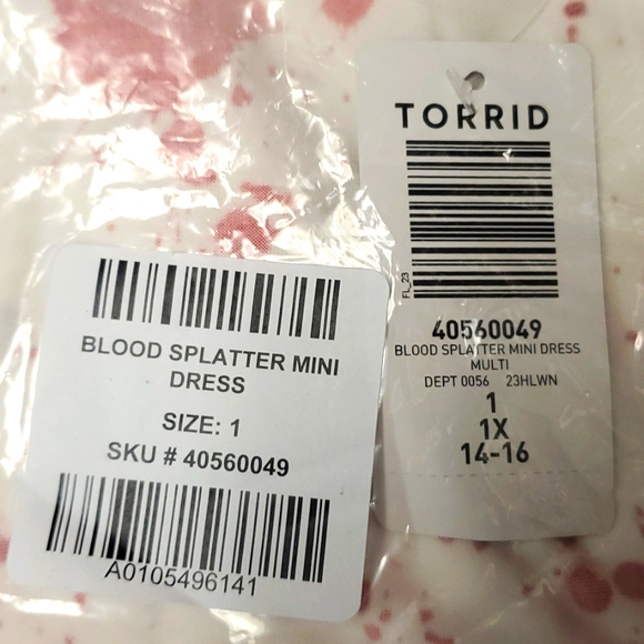 ❤️NWT VINTAGE TORRID BLOOD SPLATTER HALLOWEEN COSTUME SLASHER COSPLAY DRESS PLUS - Picture 14 of 16